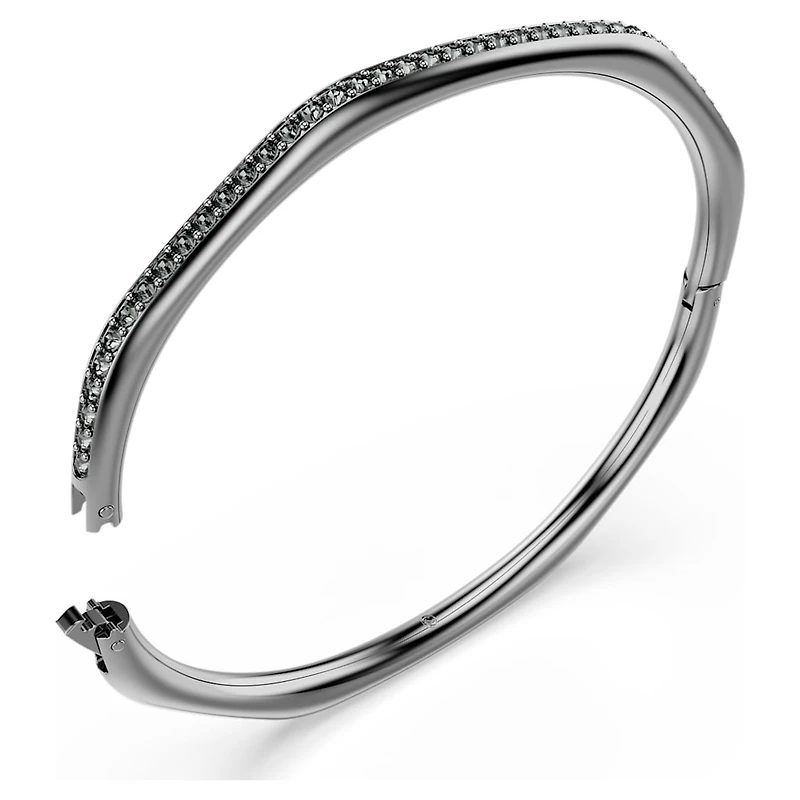 Dextera bangle, Octagon shape, Round cut, White, Ruthenium plated by SWAROVSKI