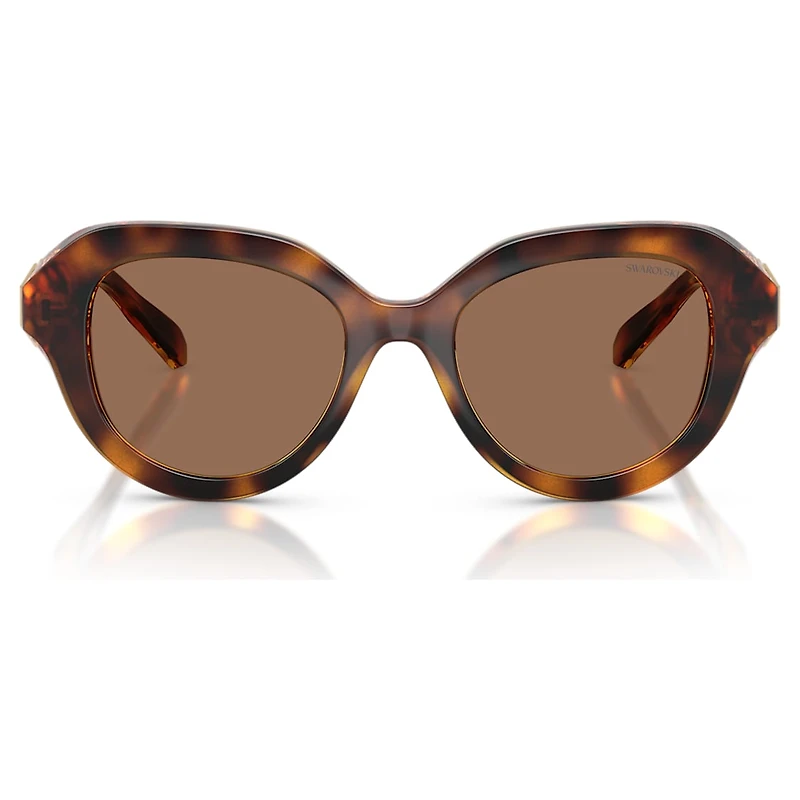 Sunglasses, Round shape, Brown by SWAROVSKI
