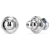 Solitaire stud earrings, Round cut, Blue, Rhodium plated by SWAROVSKI