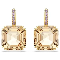 Millenia drop earrings, Mixed cuts, Caramel, Gold-tone plated by SWAROVSKI
