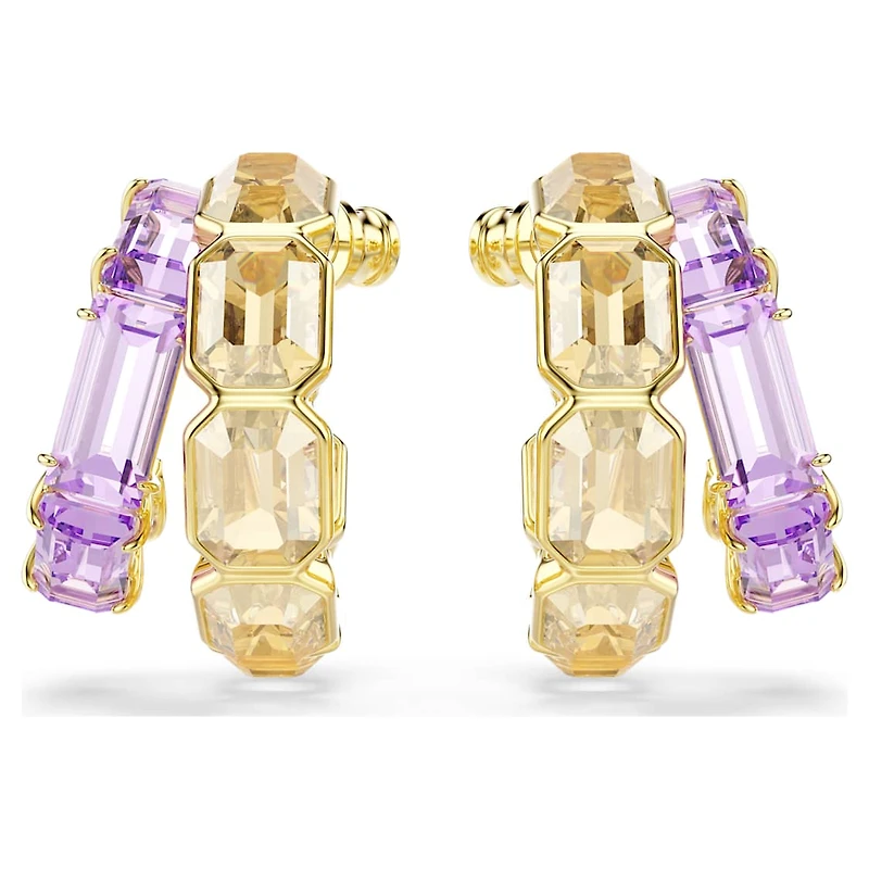 Millenia hoop earrings, Mixed cuts, Multicoloured, Gold-tone plated by SWAROVSKI