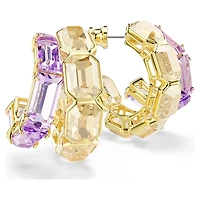 Millenia hoop earrings, Mixed cuts, Multicoloured, Gold-tone plated by SWAROVSKI