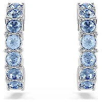 Mini Hoop earrings, Round cut, Blue, Rhodium plated by SWAROVSKI