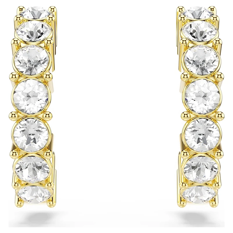 Mini Hoop earrings, Round cut, White, Gold-tone plated by SWAROVSKI