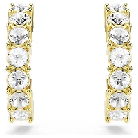 Mini Hoop earrings, Round cut, White, Gold-tone plated by SWAROVSKI