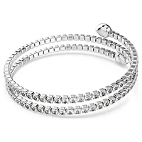 Twisty cuff, Mixed cuts, White, Rhodium plated by SWAROVSKI