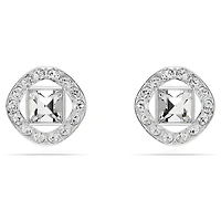 Una Angelic stud earrings, Square cut, White, Rhodium plated by SWAROVSKI