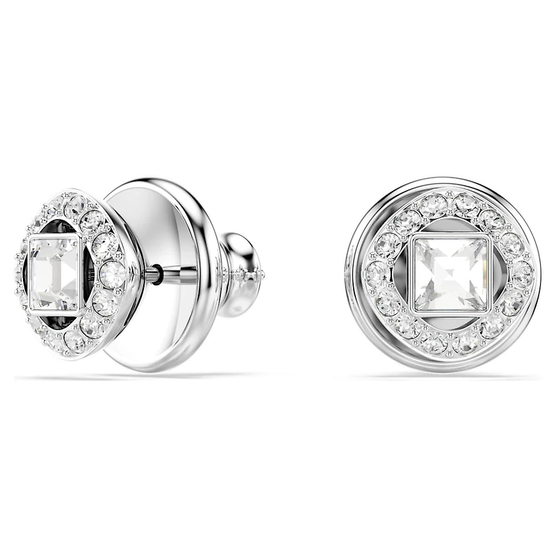 Una Angelic stud earrings, Square cut, White, Rhodium plated by SWAROVSKI