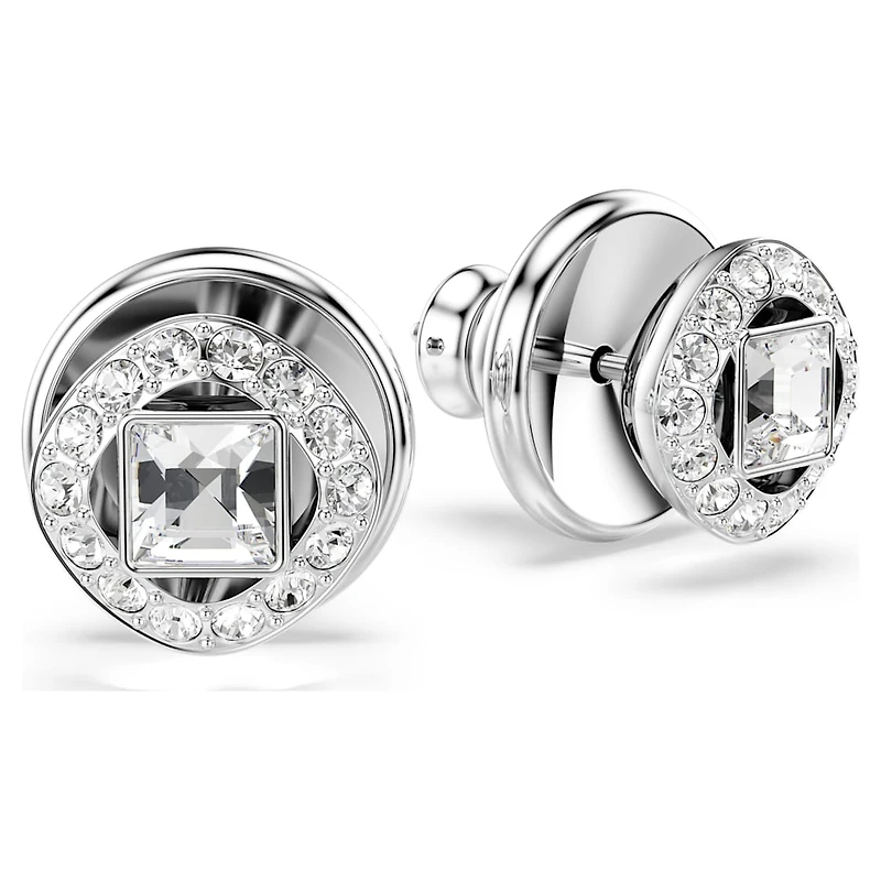 Una Angelic stud earrings, Square cut, White, Rhodium plated by SWAROVSKI