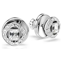 Una Angelic stud earrings, Square cut, White, Rhodium plated by SWAROVSKI
