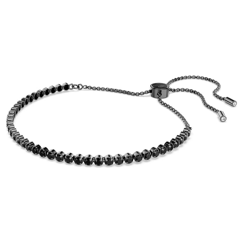 Matrix bracelet, Mixed round cuts, Black, Ruthenium plated by SWAROVSKI