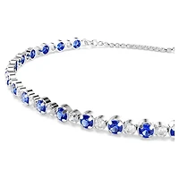 Matrix Tennis bracelet, Mixed round cuts, Blue, Rhodium plated by SWAROVSKI