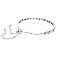 Matrix Tennis bracelet, Mixed round cuts, Blue, Rhodium plated by SWAROVSKI