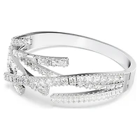 Matrix bangle, Mixed cuts, White, Rhodium plated by SWAROVSKI