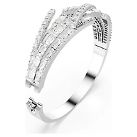 Matrix bangle, Mixed cuts, White, Rhodium plated by SWAROVSKI