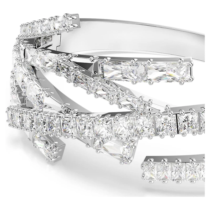 Matrix bangle, Mixed cuts, White, Rhodium plated by SWAROVSKI