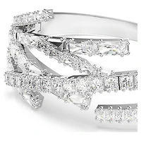 Matrix bangle, Mixed cuts, White, Rhodium plated by SWAROVSKI