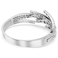 Matrix bangle, Mixed cuts, White, Rhodium plated by SWAROVSKI