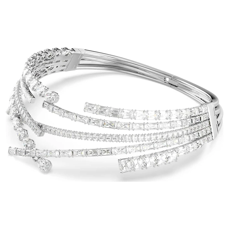 Matrix choker, Mixed cuts, White, Rhodium plated by SWAROVSKI