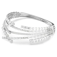Matrix choker, Mixed cuts, White, Rhodium plated by SWAROVSKI