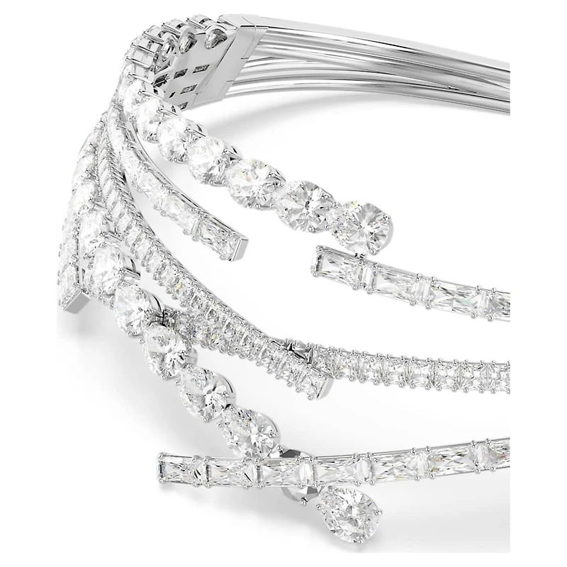 Matrix choker, Mixed cuts, White, Rhodium plated by SWAROVSKI