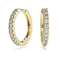 Eternity hoop earrings, Lab-grown diamonds 0.5 ct tw, Round shape, 14K yellow gold by SWAROVSKI