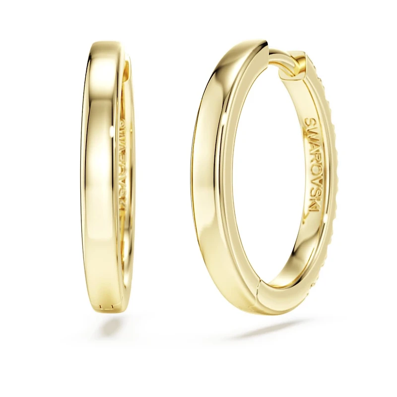 Eternity hoop earrings, Lab-grown diamonds 0.5 ct tw, Round shape, 14K yellow gold by SWAROVSKI