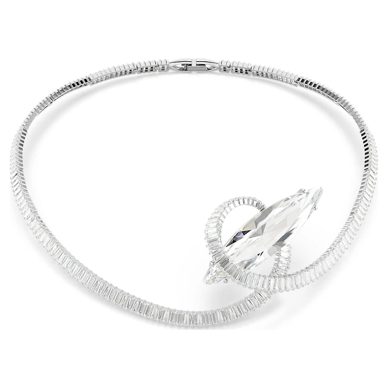 Matrix choker, Baguette cut, White, Rhodium plated by SWAROVSKI