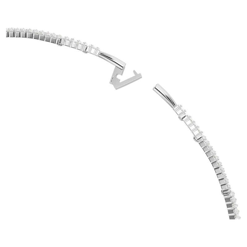 Matrix choker, Baguette cut, White, Rhodium plated by SWAROVSKI