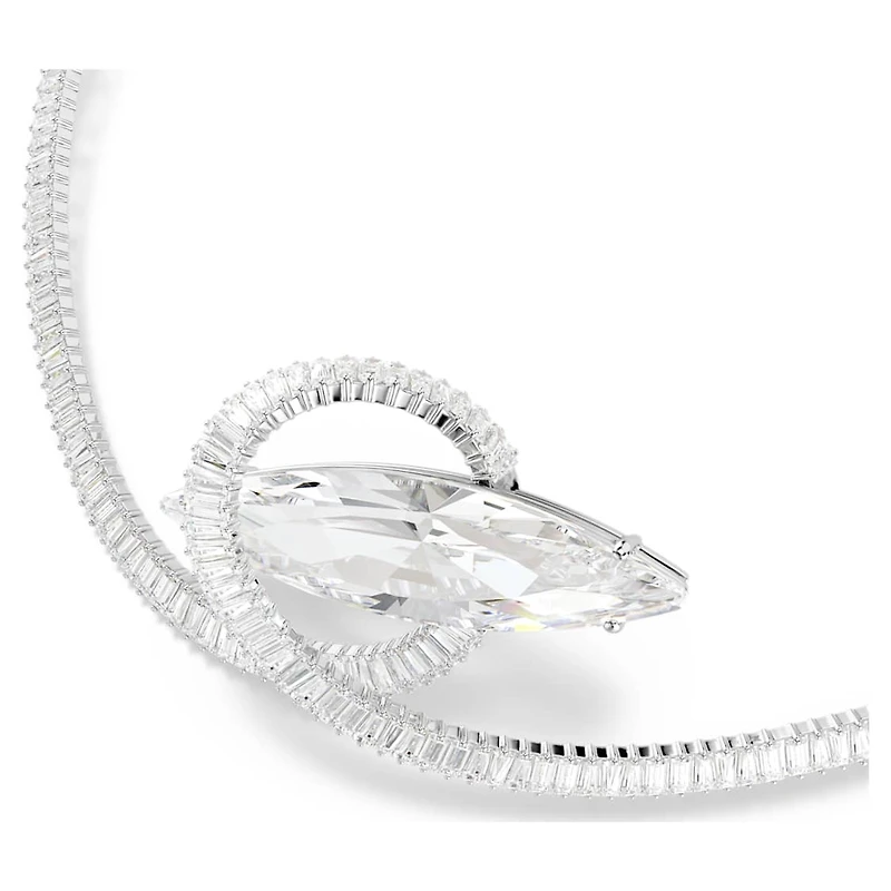 Matrix choker, Baguette cut, White, Rhodium plated by SWAROVSKI