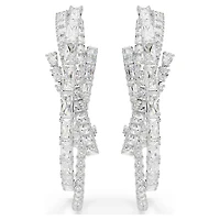 Matrix hoop earrings, Mixed cuts, White, Rhodium plated by SWAROVSKI