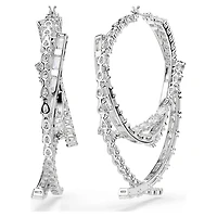 Matrix hoop earrings, Mixed cuts, White, Rhodium plated by SWAROVSKI