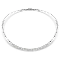 Matrix necklace, Baguette cut, White, Rhodium plated by SWAROVSKI