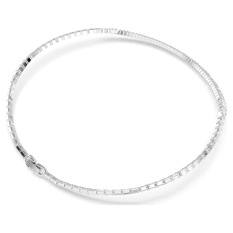 Matrix necklace, Baguette cut, White, Rhodium plated by SWAROVSKI