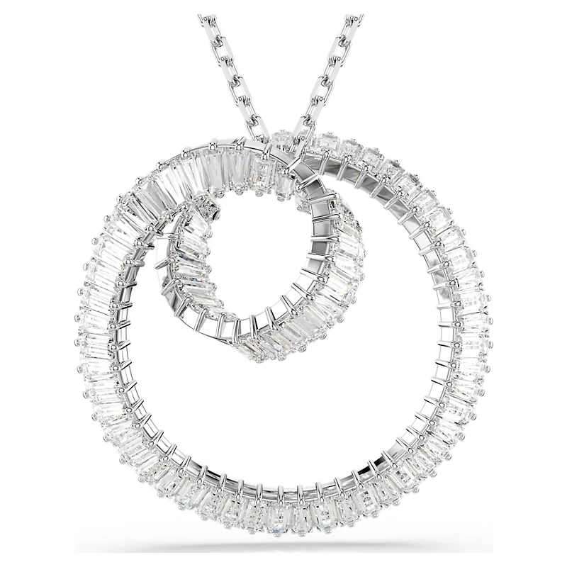 Matrix pendant, Baguette cut, White, Rhodium plated by SWAROVSKI