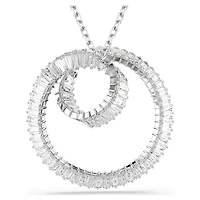 Matrix pendant, Baguette cut, White, Rhodium plated by SWAROVSKI