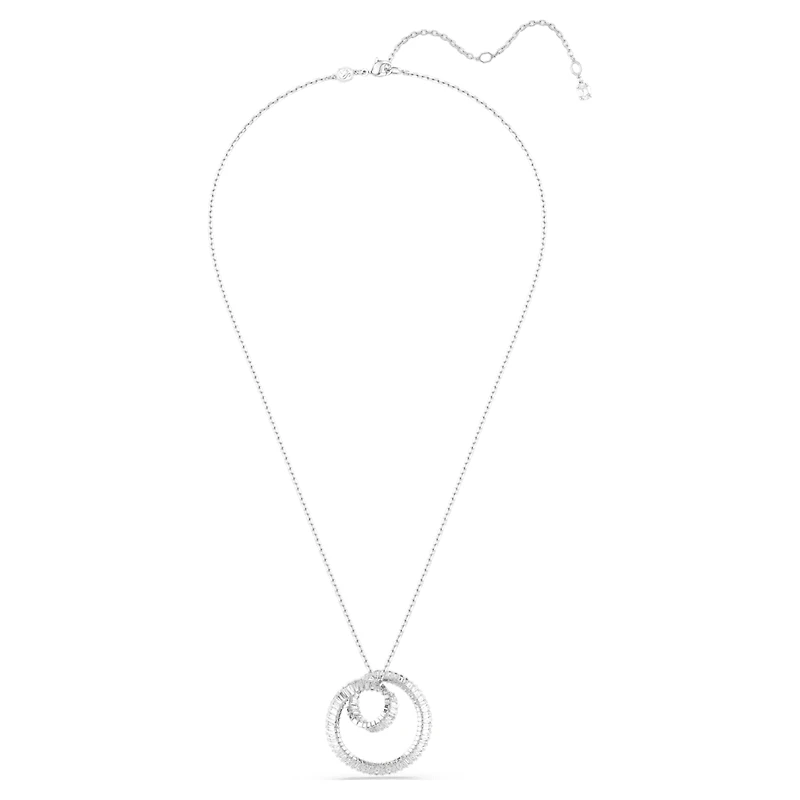 Matrix pendant, Baguette cut, White, Rhodium plated by SWAROVSKI