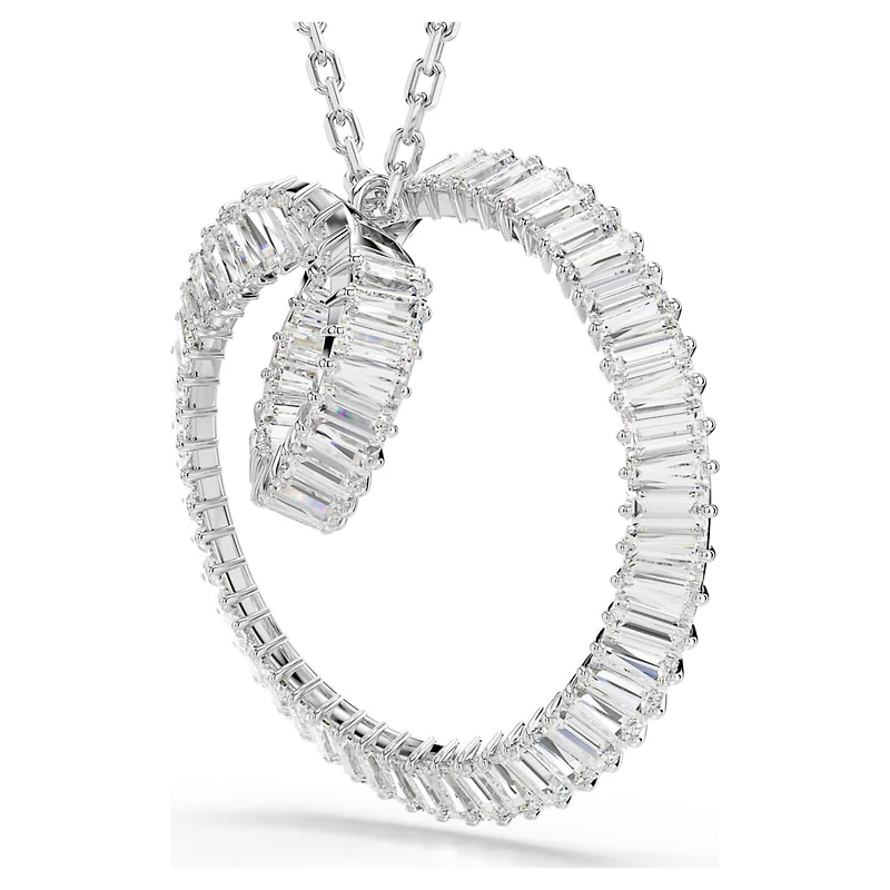 Matrix pendant, Baguette cut, White, Rhodium plated by SWAROVSKI