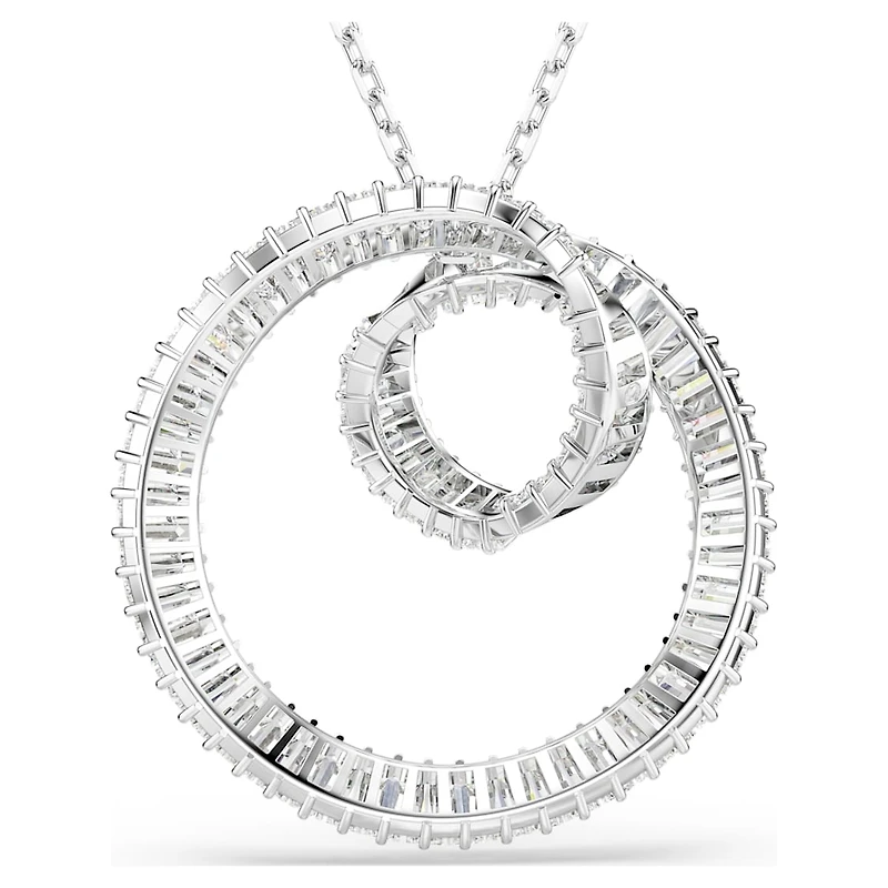 Matrix pendant, Baguette cut, White, Rhodium plated by SWAROVSKI
