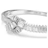 Matrix bangle, Baguette cut, Knot, White, Rhodium plated by SWAROVSKI