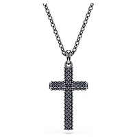 Insigne pendant, Cross, Grey, Ruthenium plated by SWAROVSKI