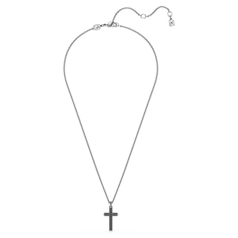 Insigne pendant, Cross, Grey, Ruthenium plated by SWAROVSKI