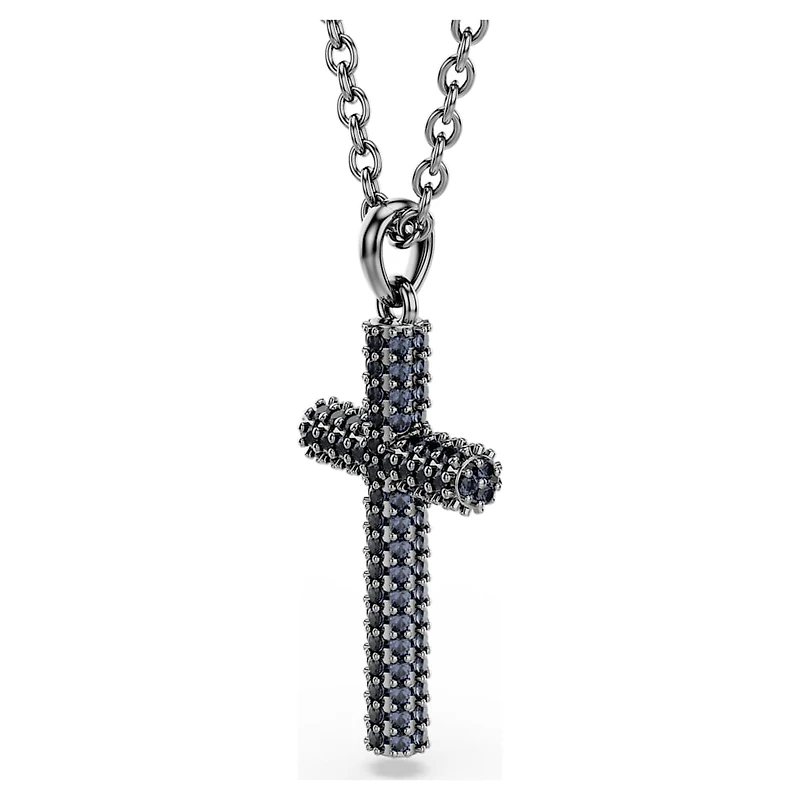 Insigne pendant, Cross, Grey, Ruthenium plated by SWAROVSKI