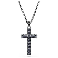 Insigne pendant, Cross, Grey, Ruthenium plated by SWAROVSKI