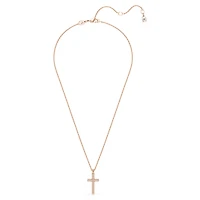Insigne pendant, Cross, White, Rose gold-tone plated by SWAROVSKI