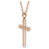 Insigne pendant, Cross, White, Rose gold-tone plated by SWAROVSKI
