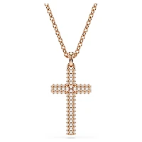 Insigne pendant, Cross, White, Rose gold-tone plated by SWAROVSKI