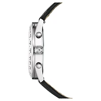 Dextera tachymetre watch, Swiss Made, Leather strap, Silver Tone, Stainless steel by SWAROVSKI