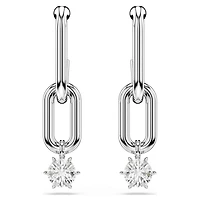 Constella drop earrings, Round cut, White, Rhodium plated by SWAROVSKI