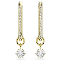 Constella drop earrings, Round cut, White, Gold-tone plated by SWAROVSKI